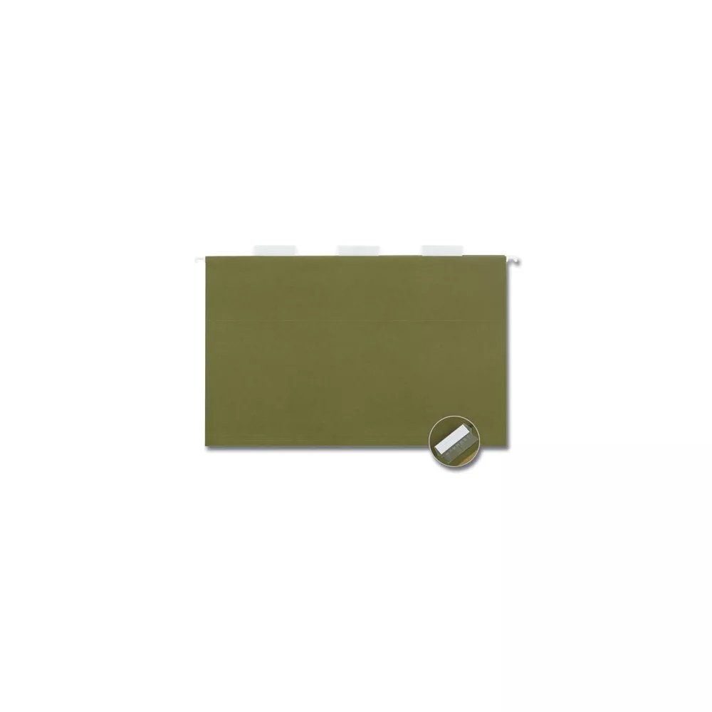 Universal Hanging File Folders, Legal Size, 1/5-Cut Tabs, Standard Green, 50/Carton - Image 3