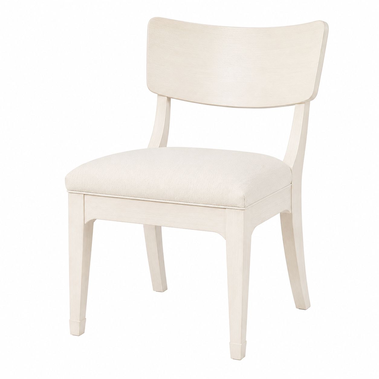 Solid Cherry Wood Armless Dining Chair with Upholstered Seat, Soft Ivory Finish Zelkmart Solid Cherry Wood Armless Dining Chair with Upholstered Seat, Soft Ivory Finish - Image 1